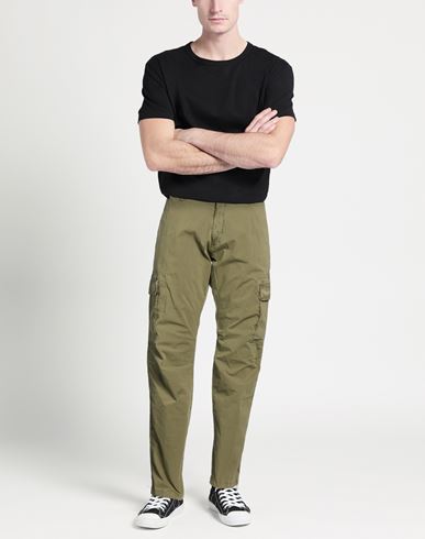 Man Pants Military green Size 40 Cotton, Elastane