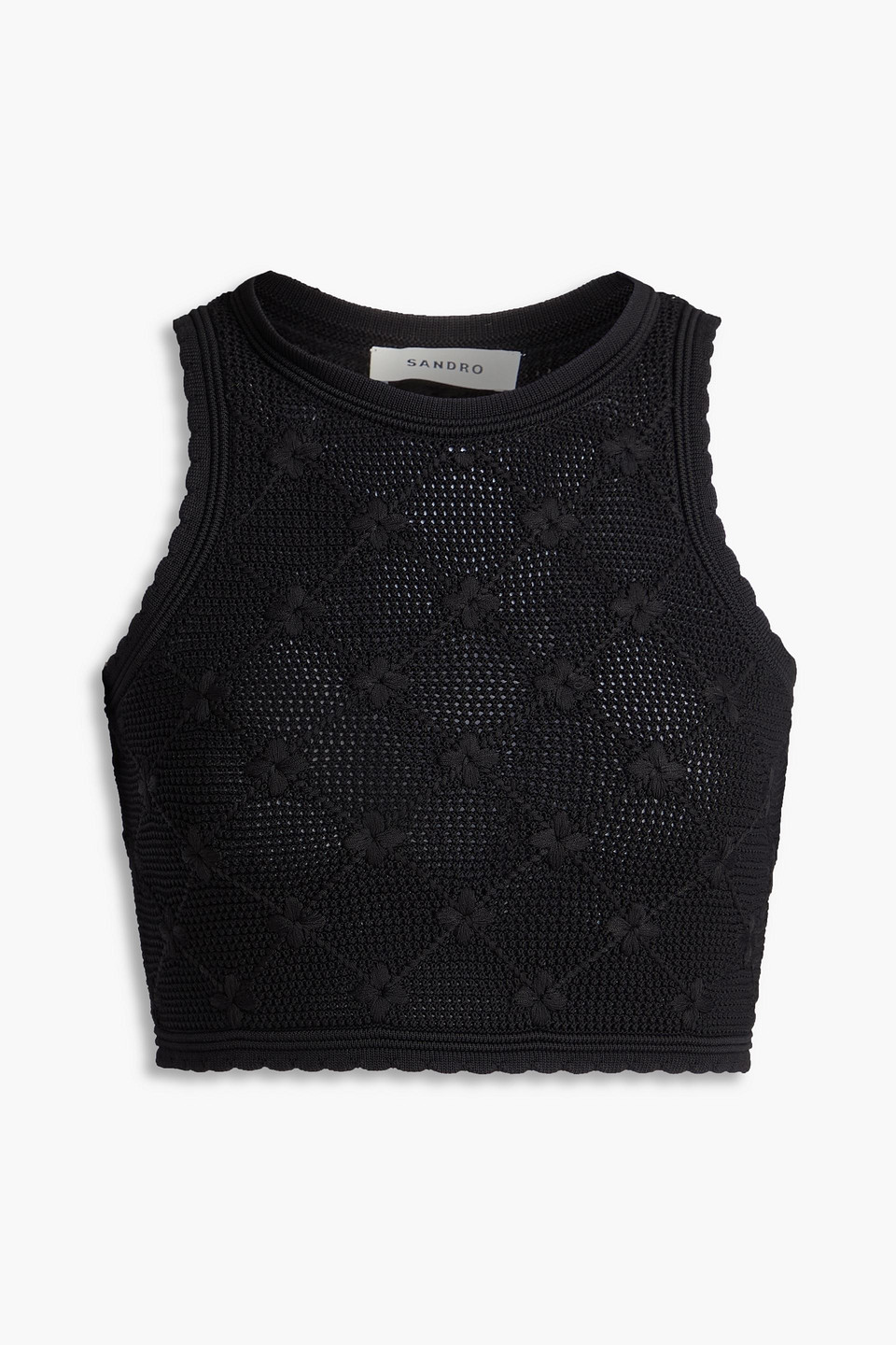 Cropped knitted top - Black - 4