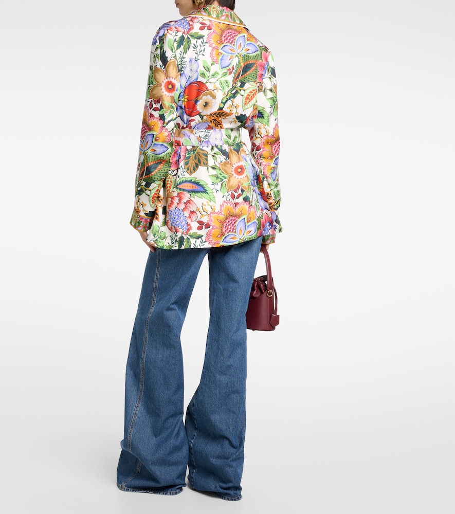 Floral silk wrap top