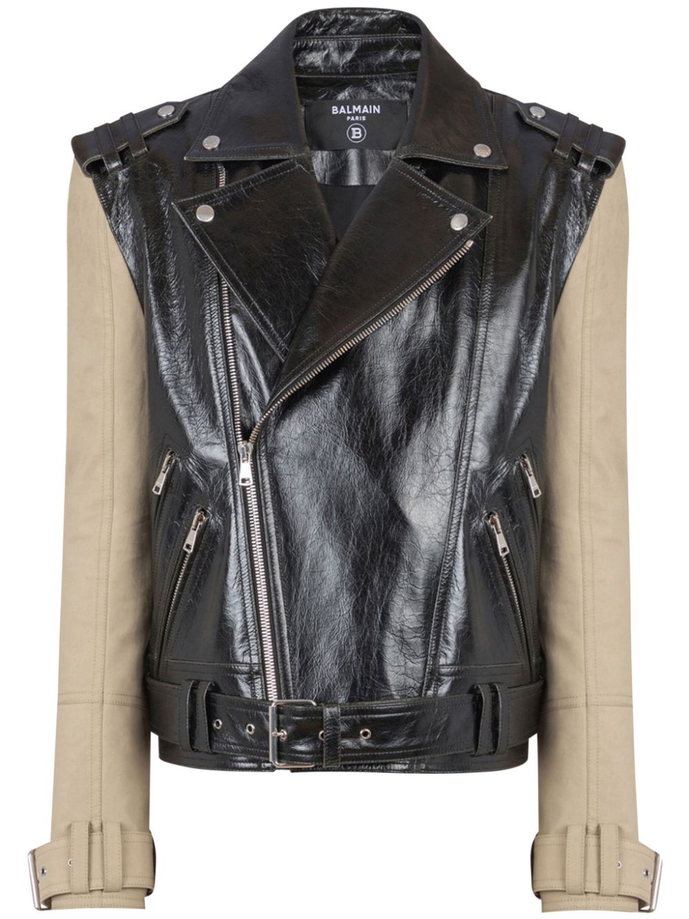 Panelled biker jacket - Black