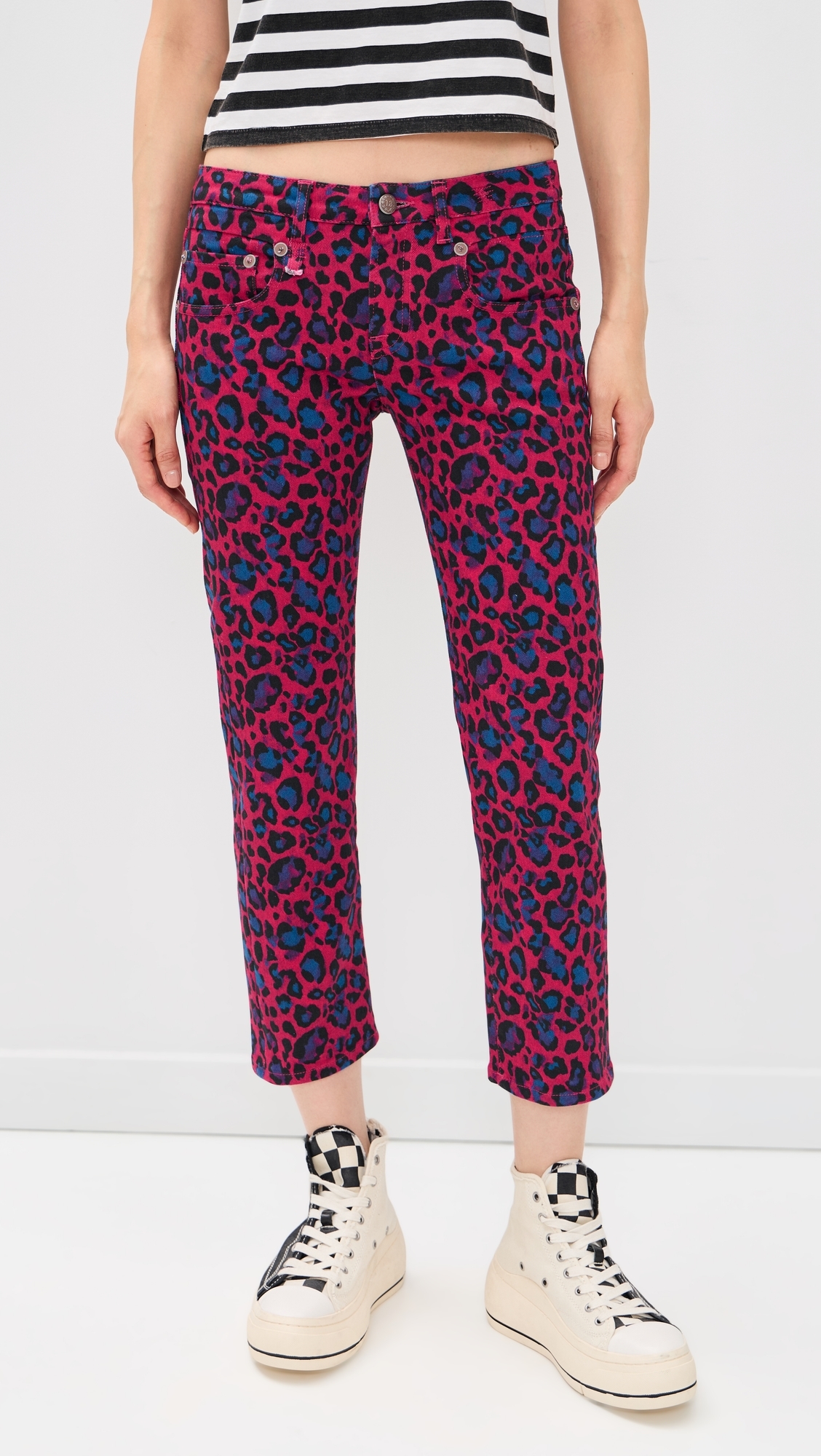 Pink Leopard Straight Jeans Fuchsia Leopard