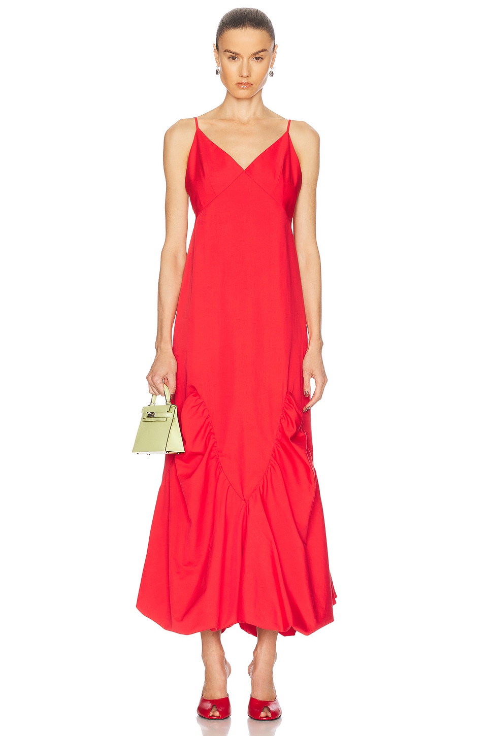 AnOnlyChild Lucia Slip Dress in Red - Red.  S also in L