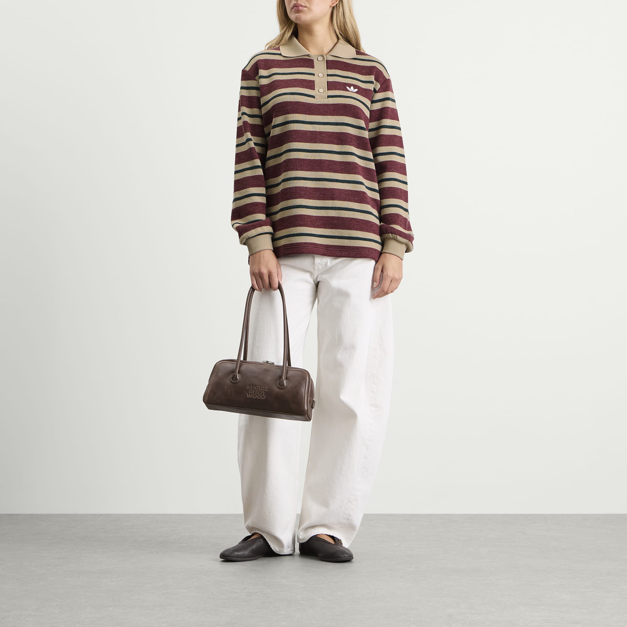 Women's Striped Polo Knit Jumper Shadow Red
