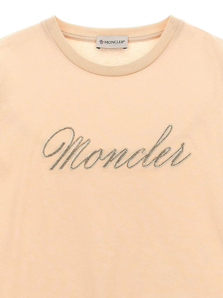 Girls Pink Logo Embroidery T-shirt