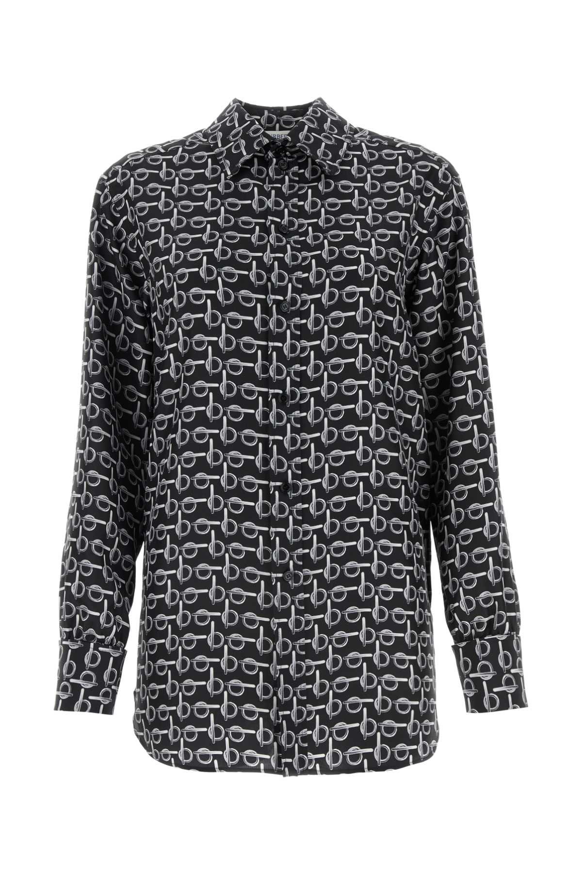Logo-Printed Silk Shirt — Black