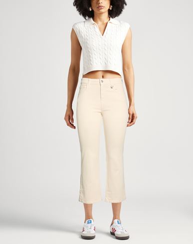 Woman Pants Ivory Size 10 Cotton, Elastane