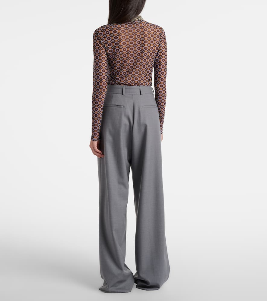 Belted wool-blend wide-leg pants