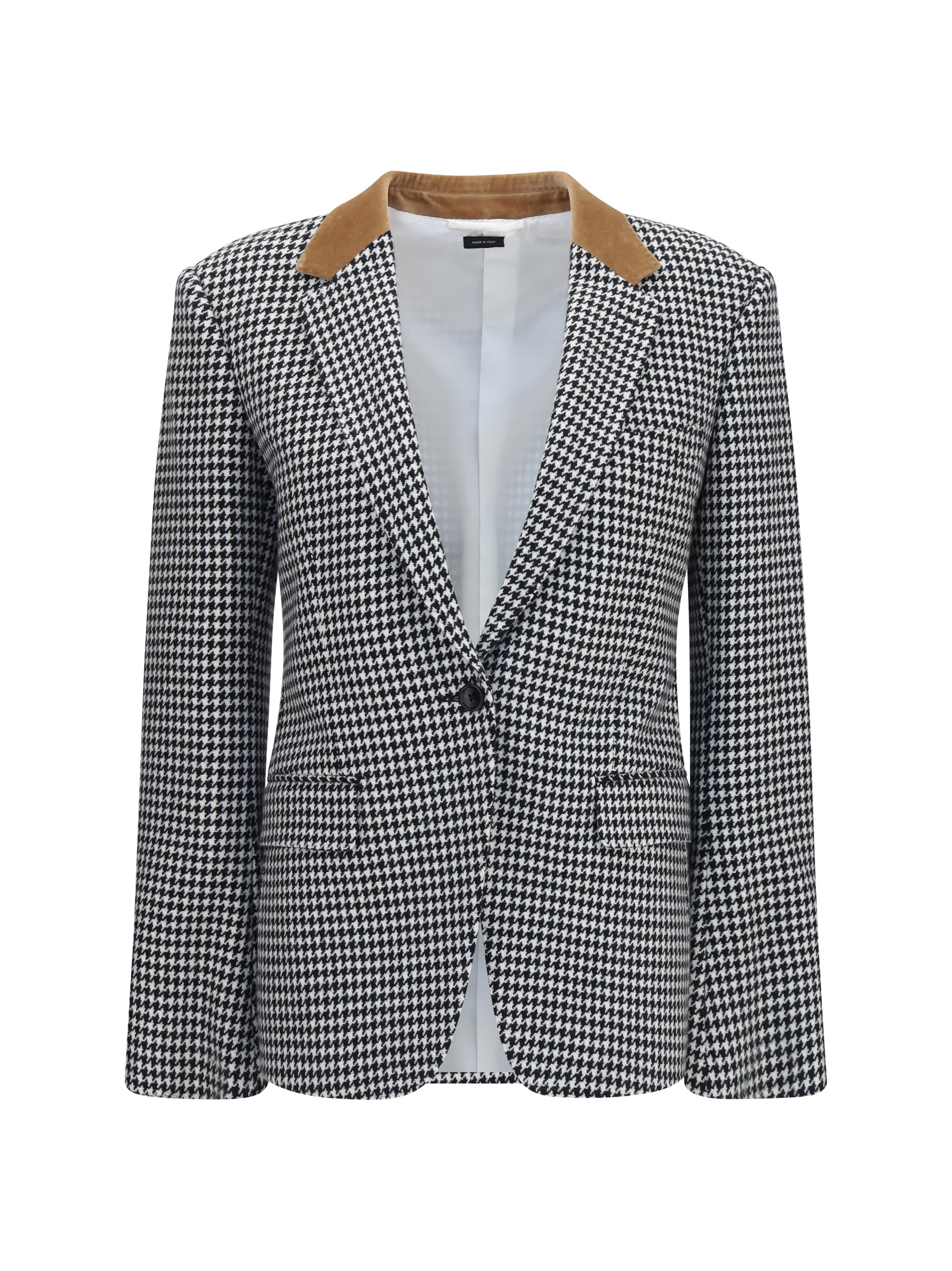 Houndstooth Cashmere Blazer — Black