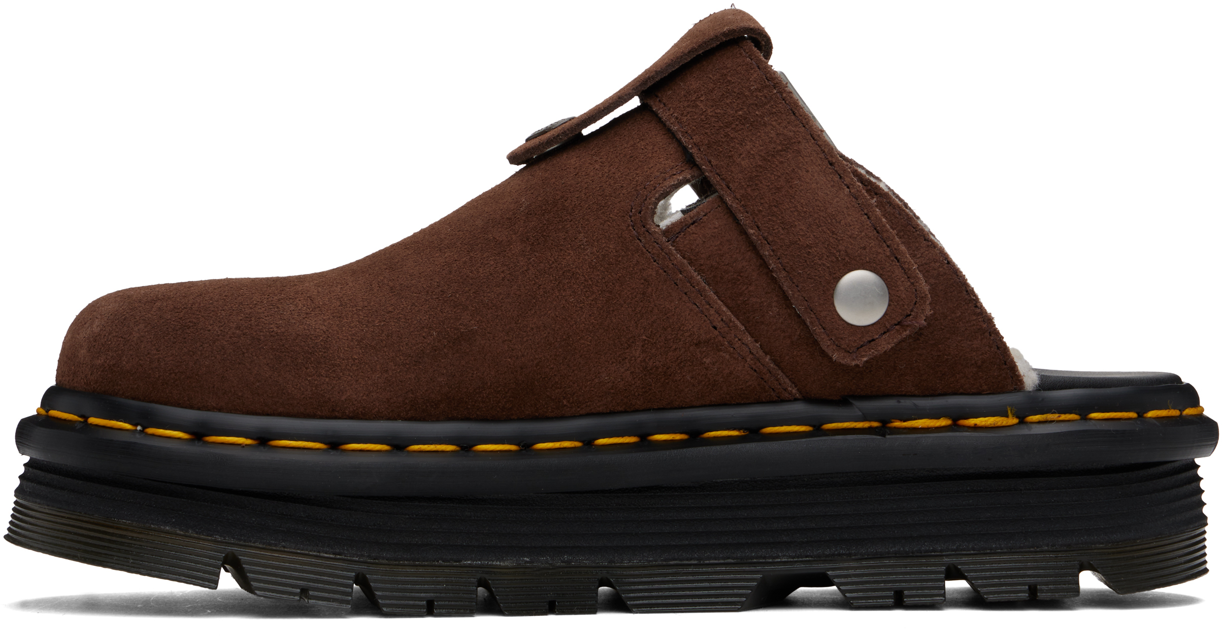 Dr. Martens Brown Zebzag Suede Slingback Platform Mules