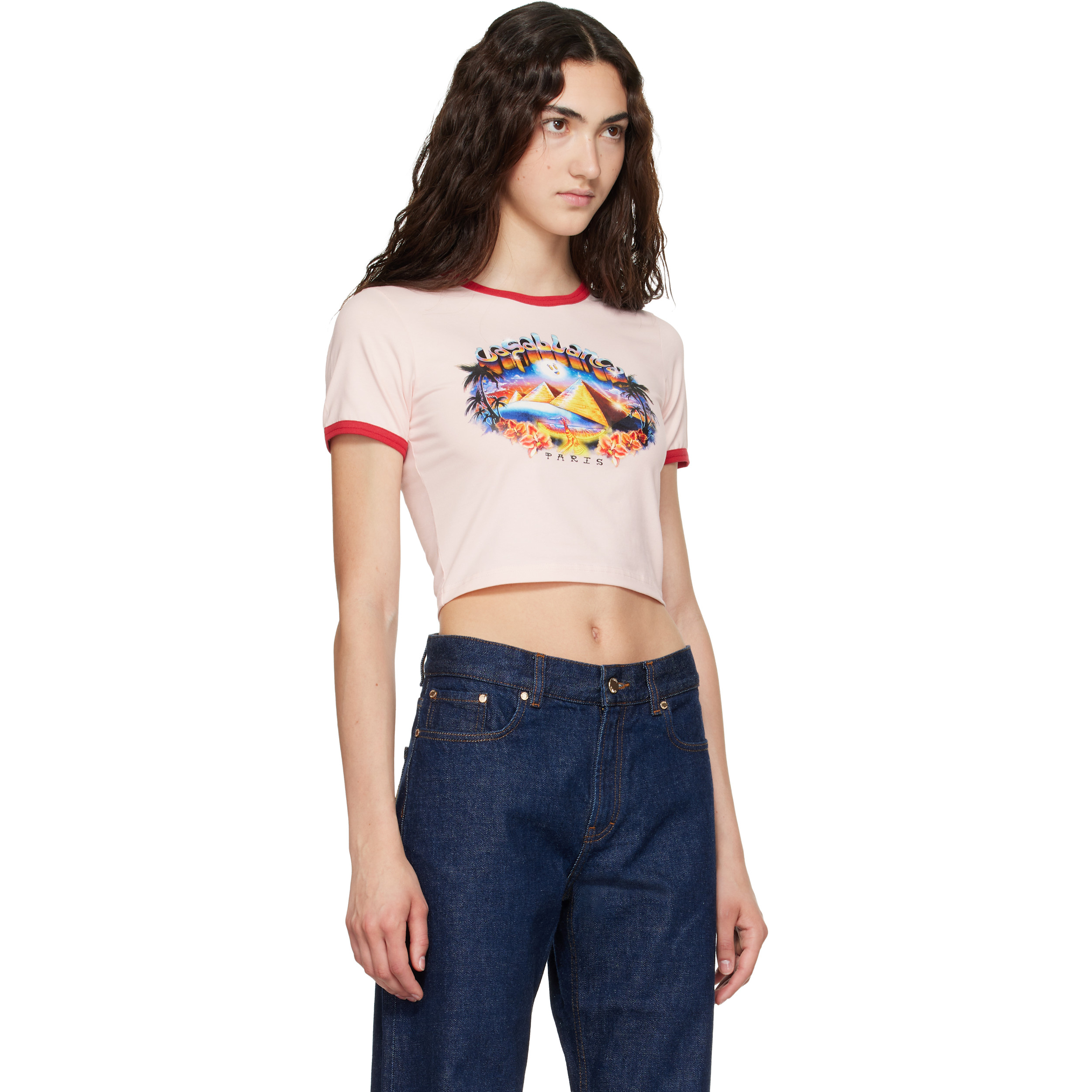 Pink Pyramid Tourism Cropped Baby Short Sleeve T‑shirt