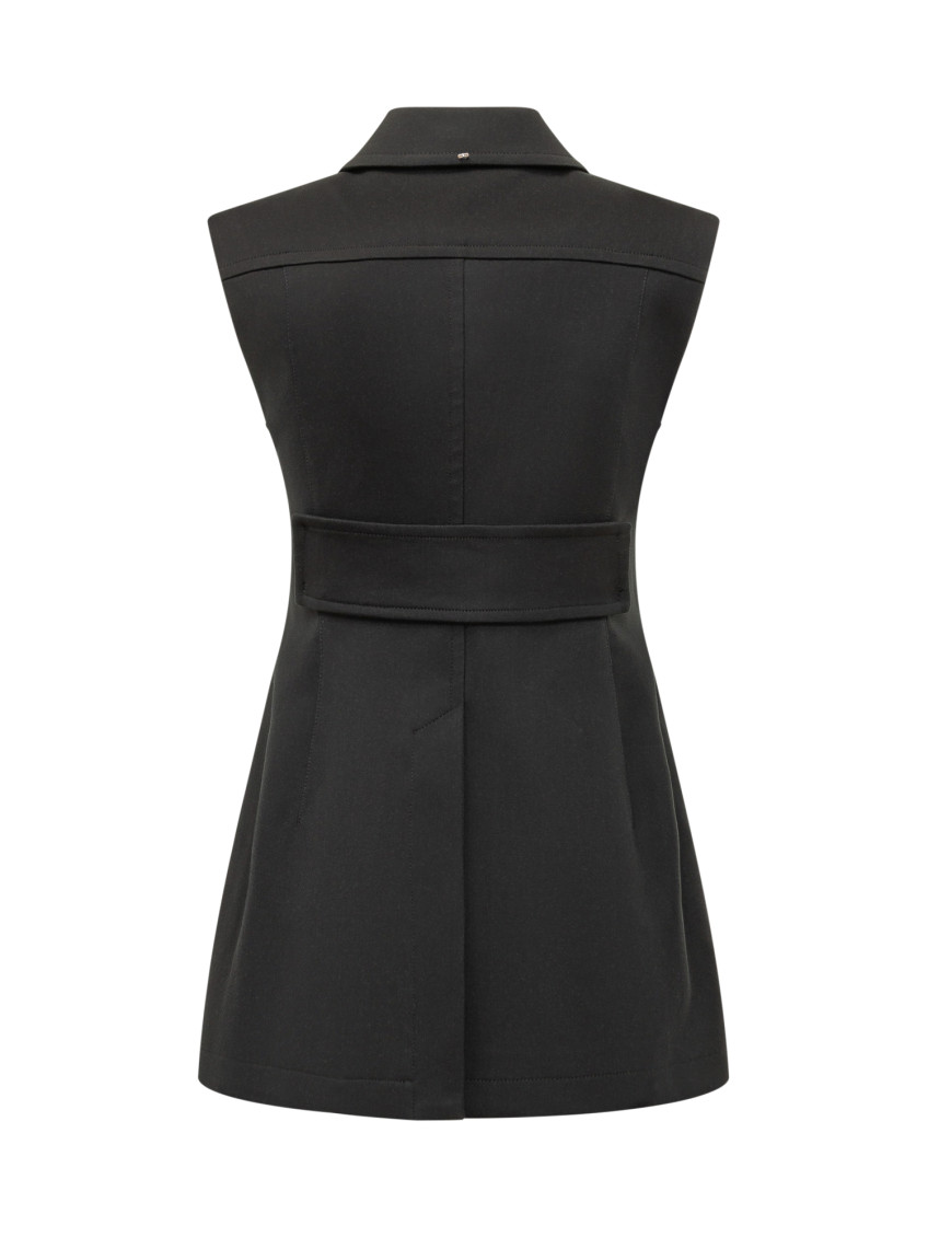 Black Shirt Collar Sleeveless Blazer