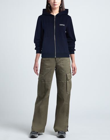 Woman Sweatshirt Midnight blue Size S Cotton, Elastane