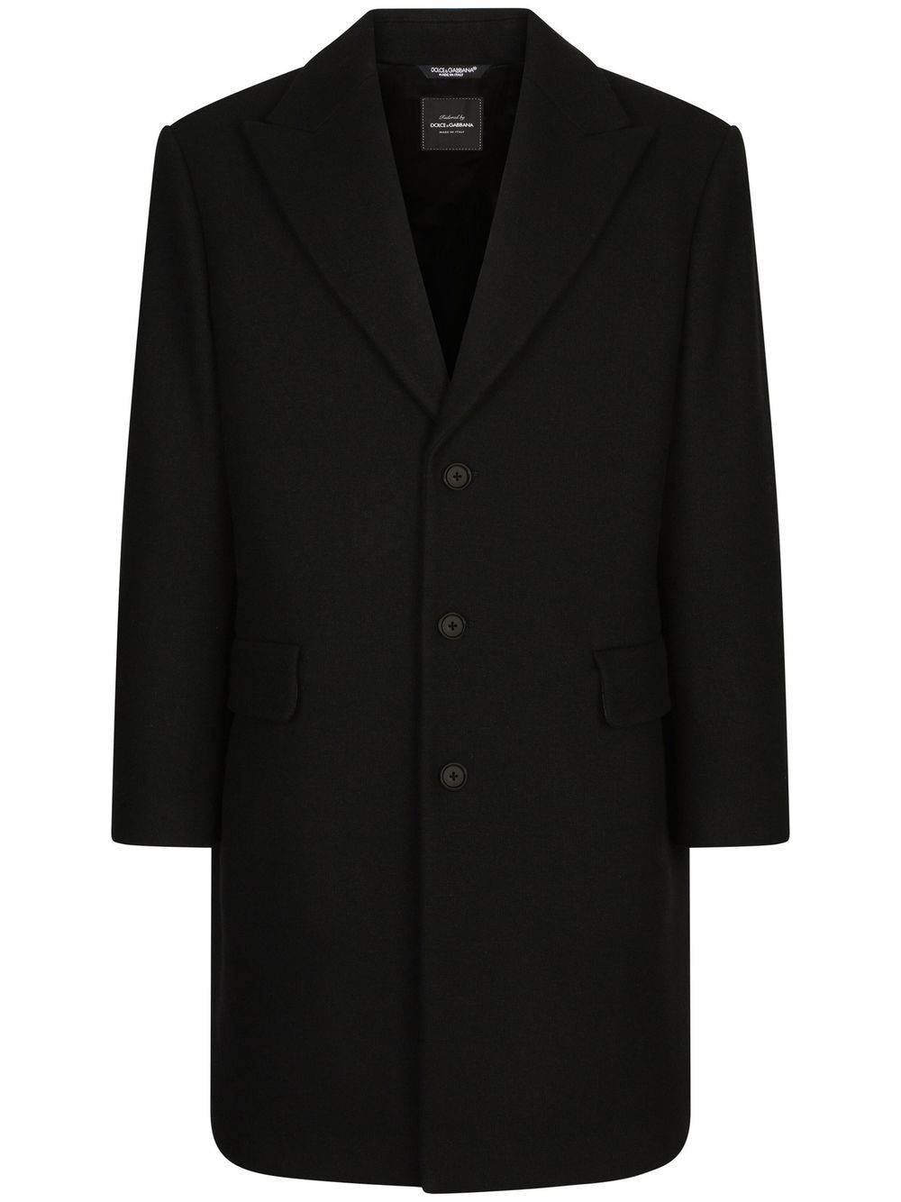 Single-breasted wool coat - Black
