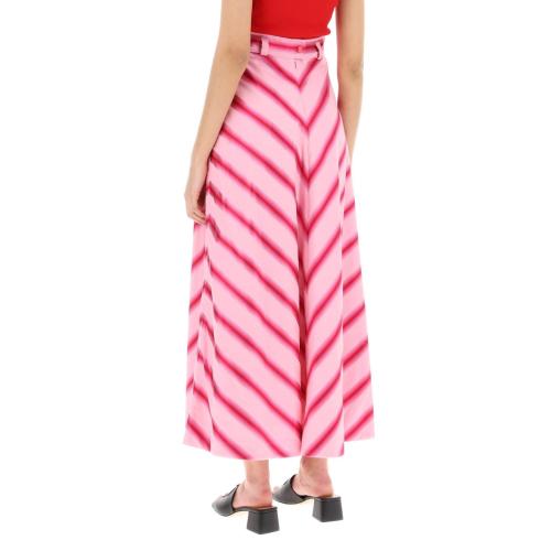 Stripe-print A-line shaped skirt - Pink