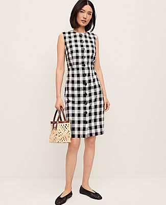 Ann Taylor Gingham Column Midi Dress