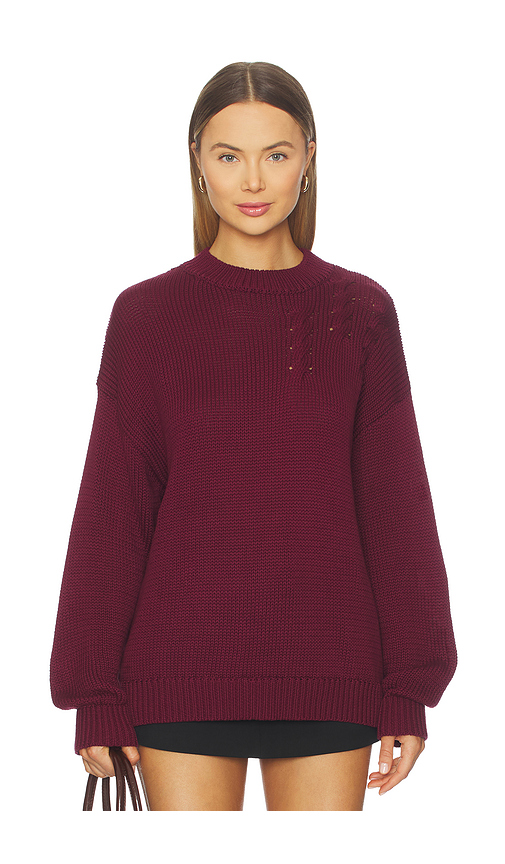 SNDYS Elm Crew Knit Sweater in Wine. XXL. Also in L, M, S, XL