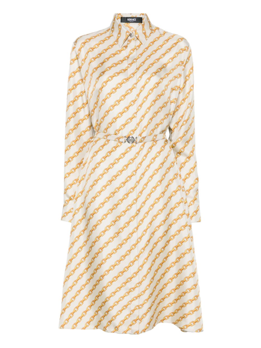 Versace Oblique Gold Chain print shirt dresss - Neutrals