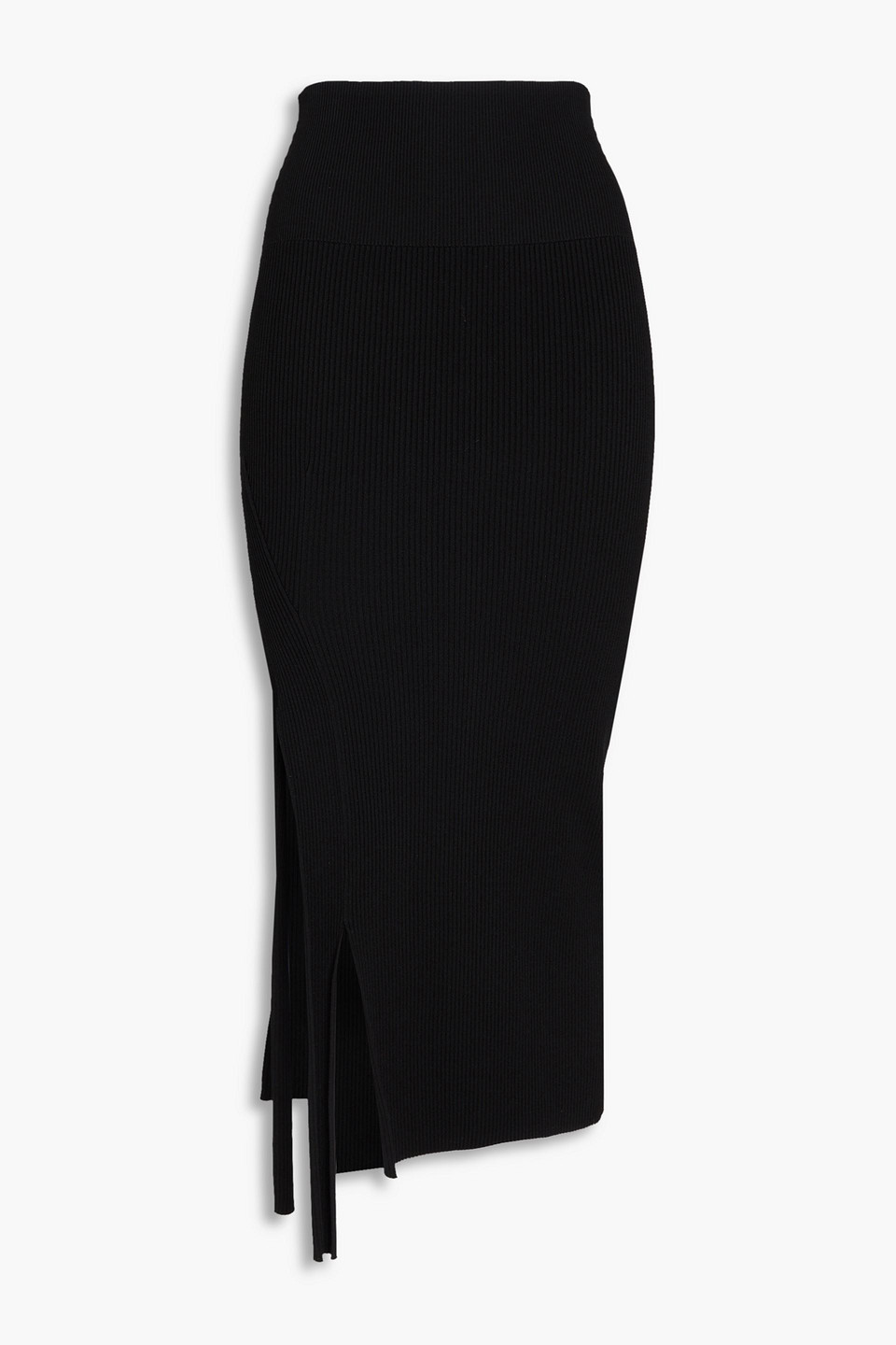 Ribbed-knit midi skirt - Black - L