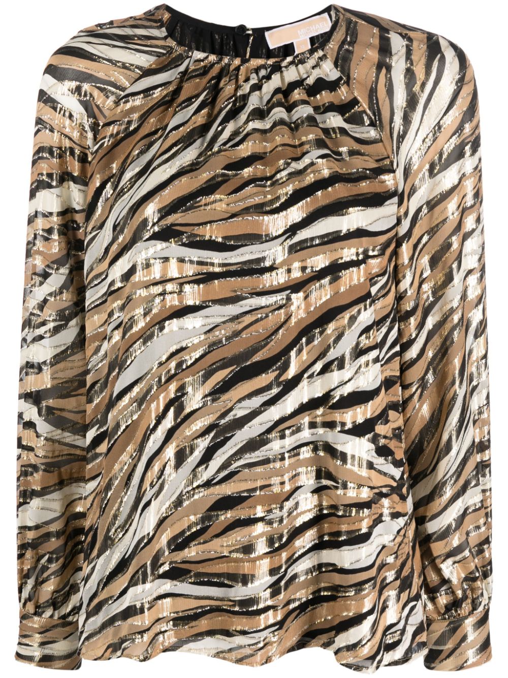 Tiger-print long-sleeved blouse - Neutrals