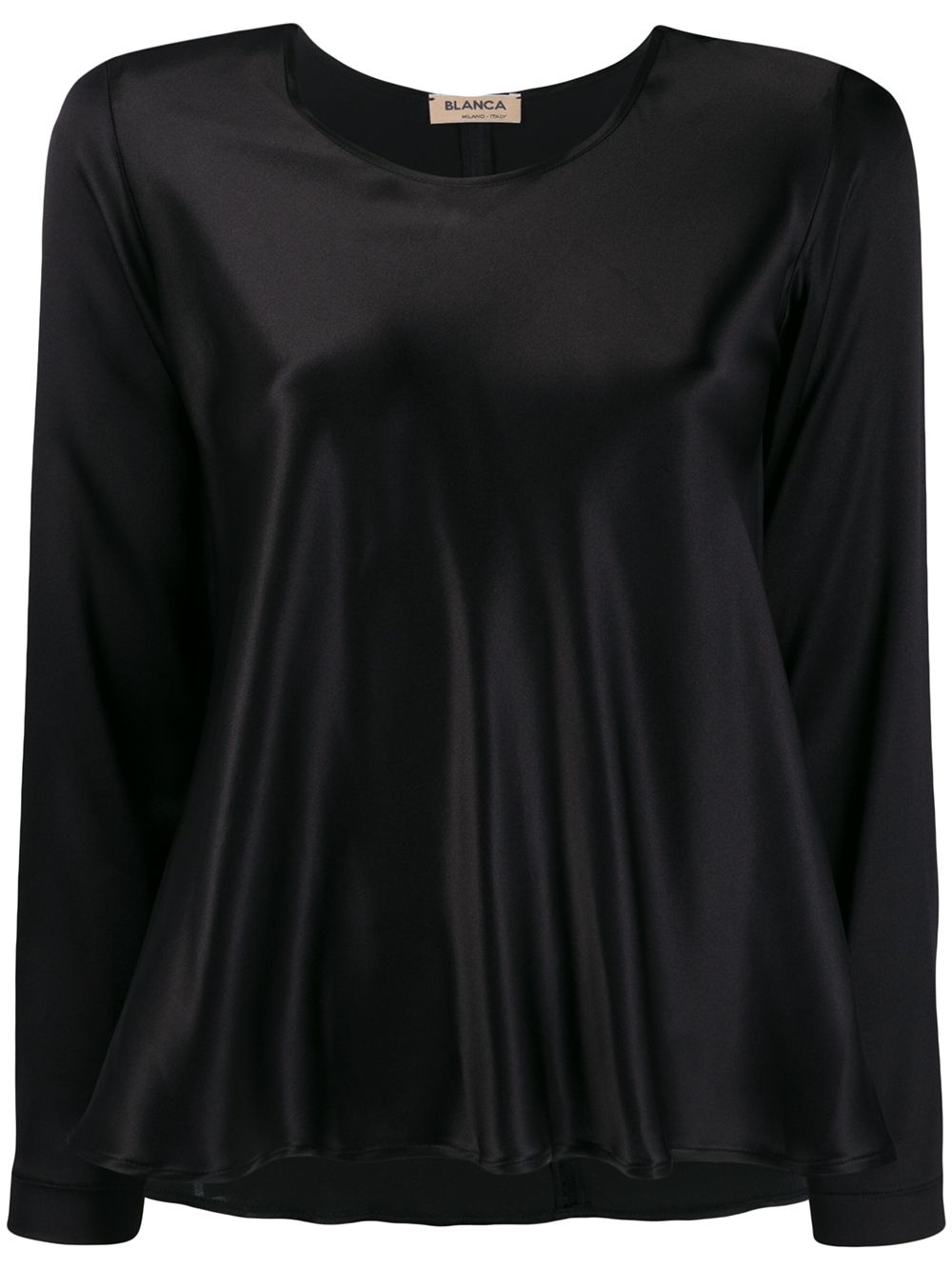 Flared satin top - Black