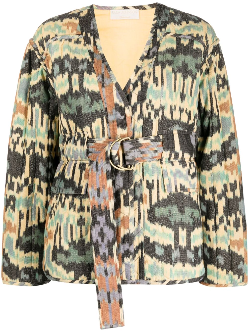 Lakshmi graphic-print belted jacket - Neutrals