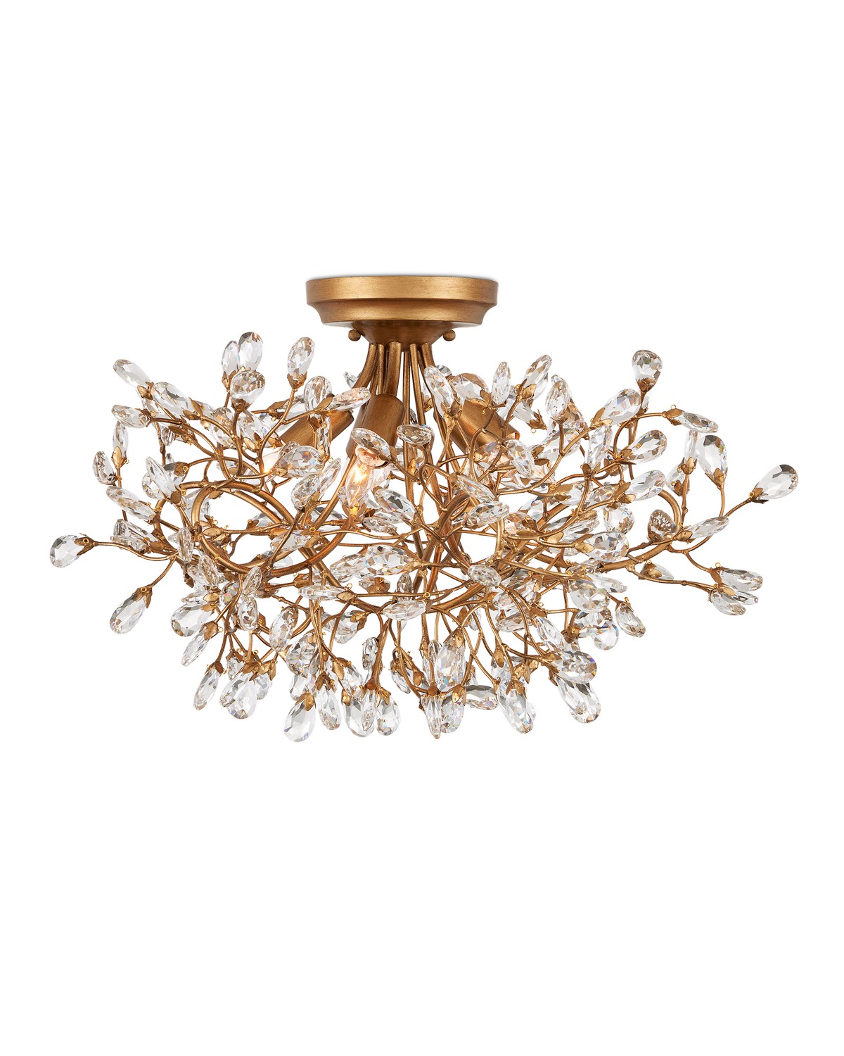 Clear Brass Semi-Flush Mount from the Crystal Bud Collection