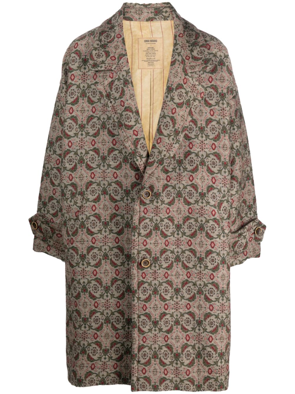Graphic-print single-breasted coat - Neutrals
