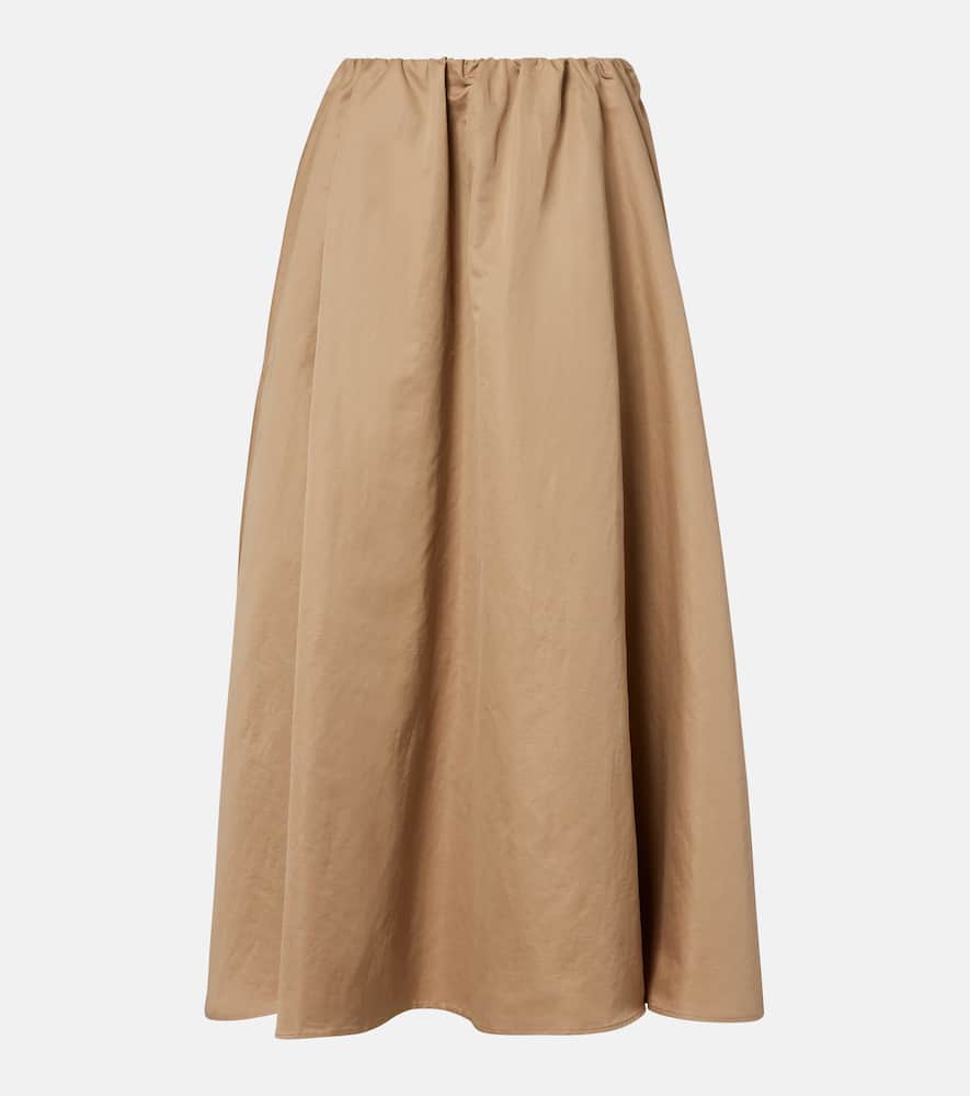 Cotton-blend midi skirt