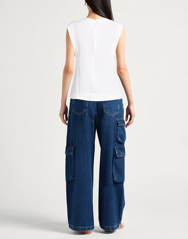Woman Top White Size 10 Acetate, Silk