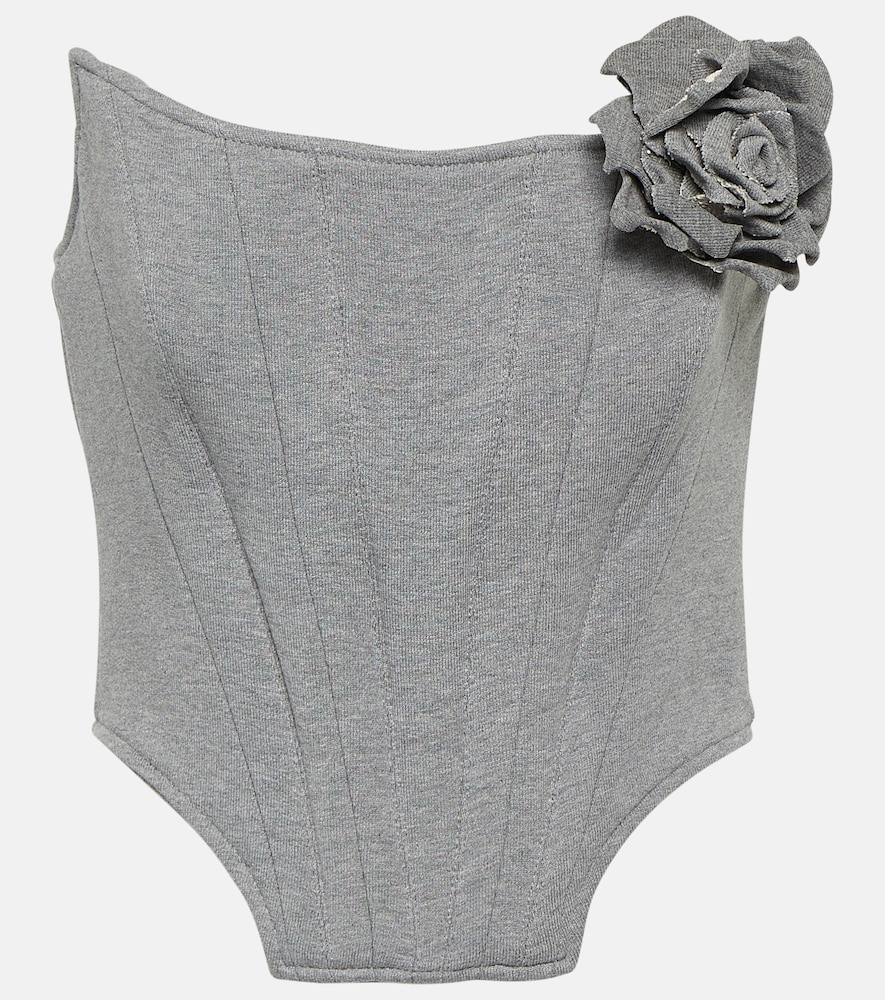 Appliqué cotton fleece bustier top