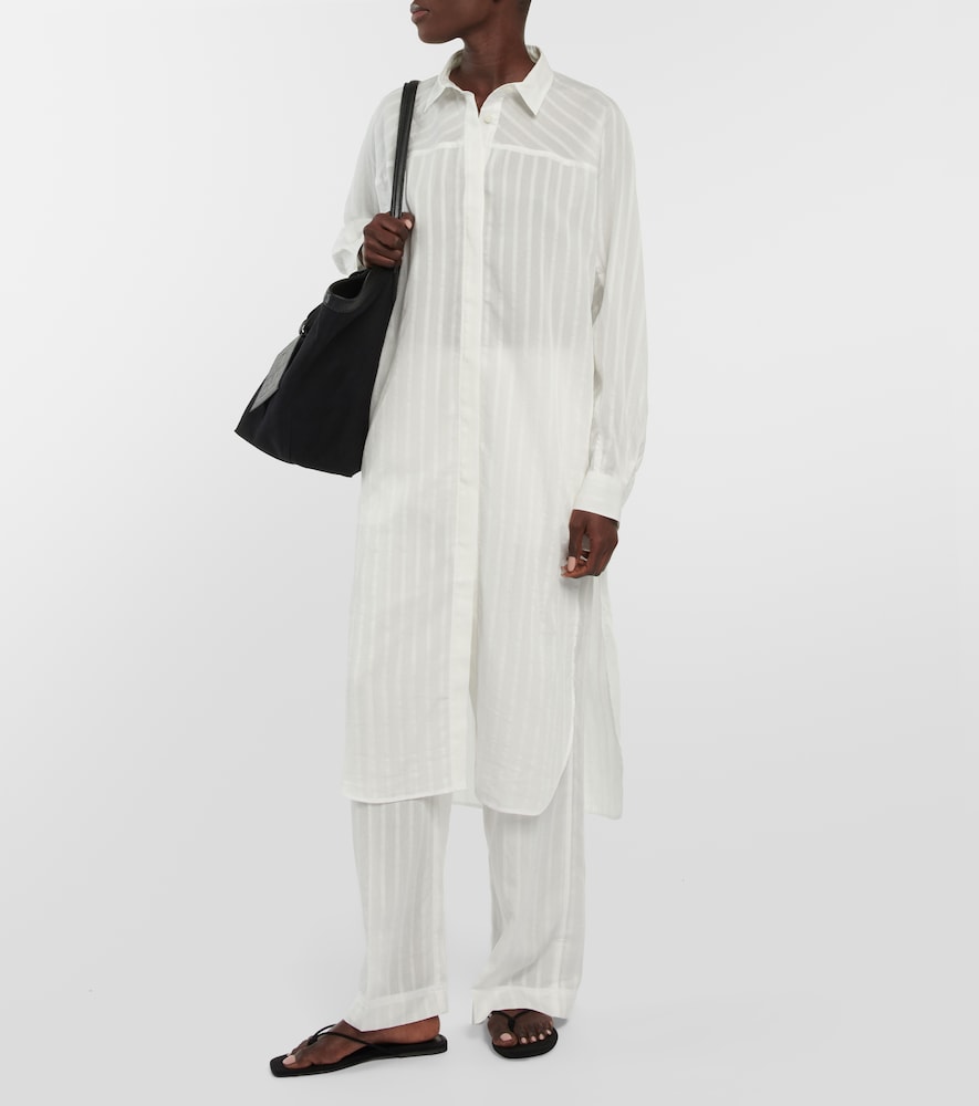 Striped jacquard shirt dress