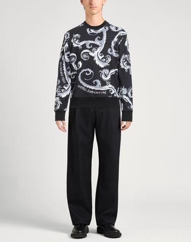 Man Sweatshirt Black Size L Cotton, Elastane
