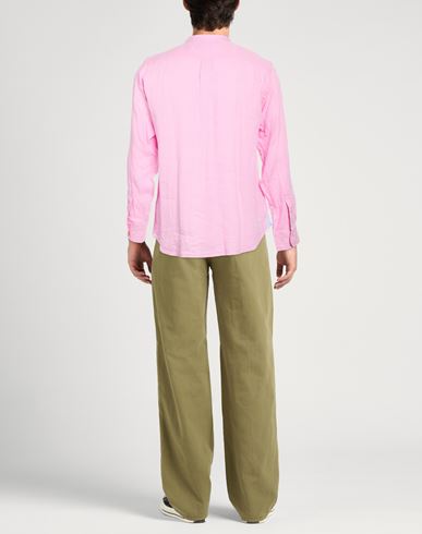 Man Shirt Pink Size XL Linen, Cotton