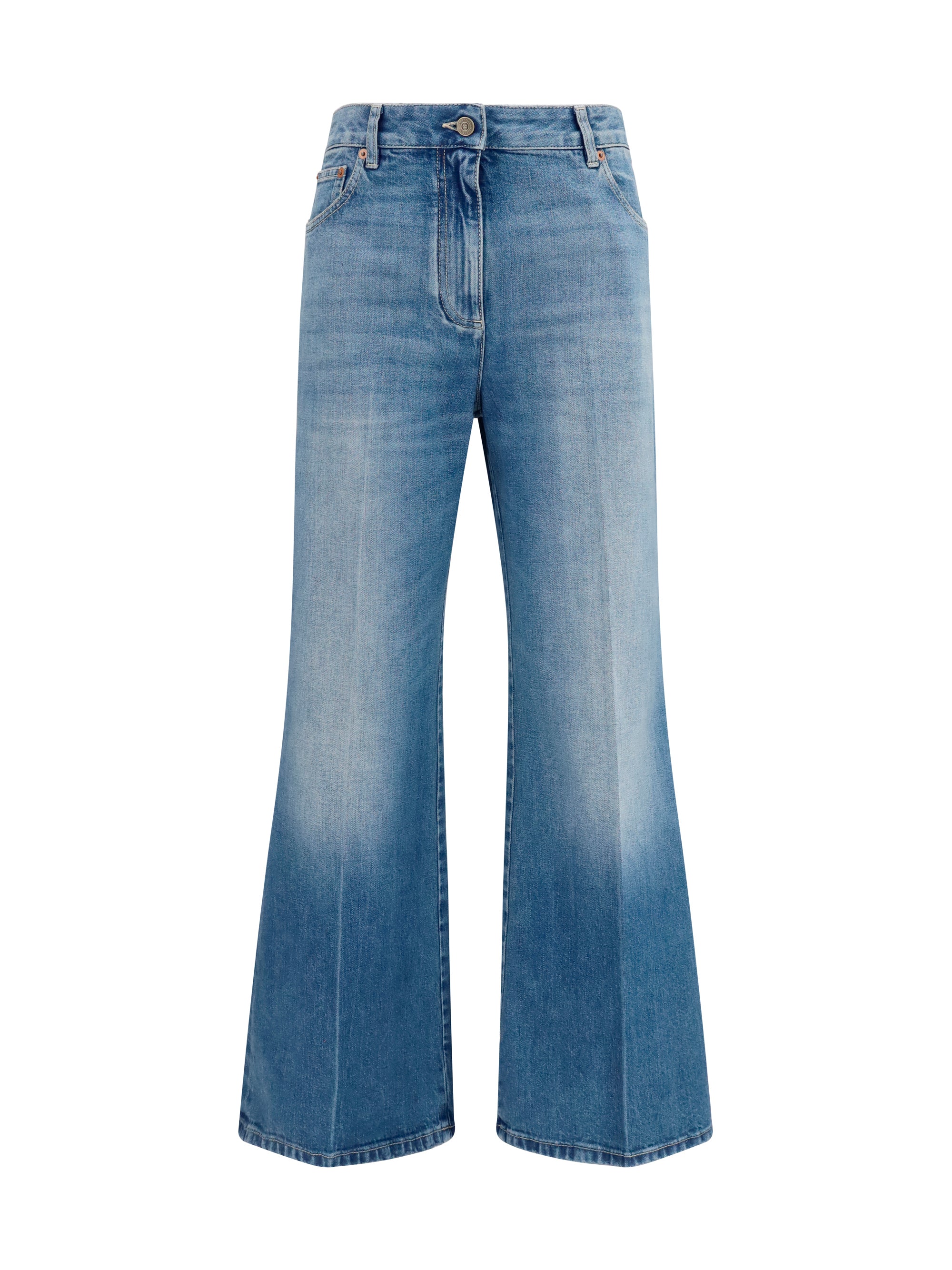 Straight-Leg Denim Jeans — Blue