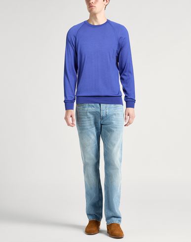 Man Sweater Blue Size 40 Cashmere, Merino Wool, Silk