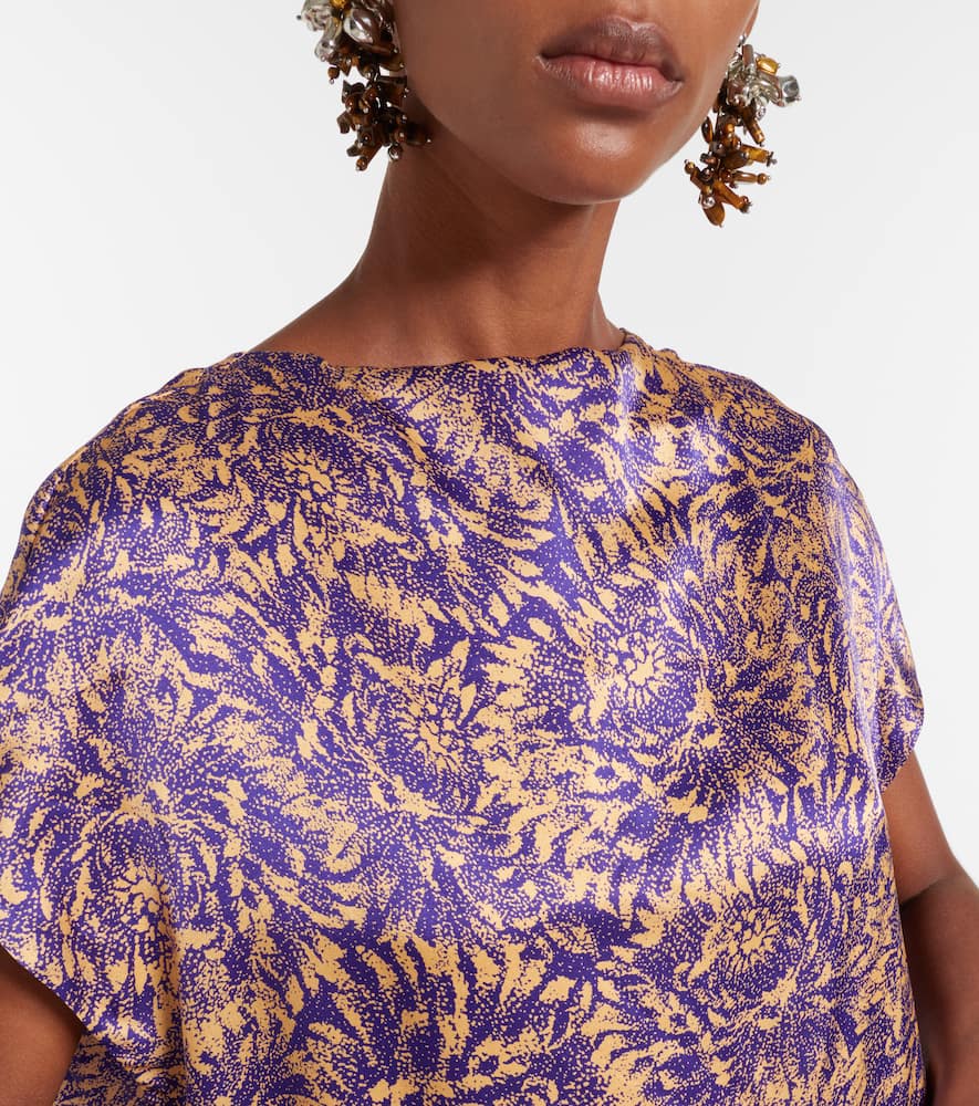 Floral silk satin midi dress