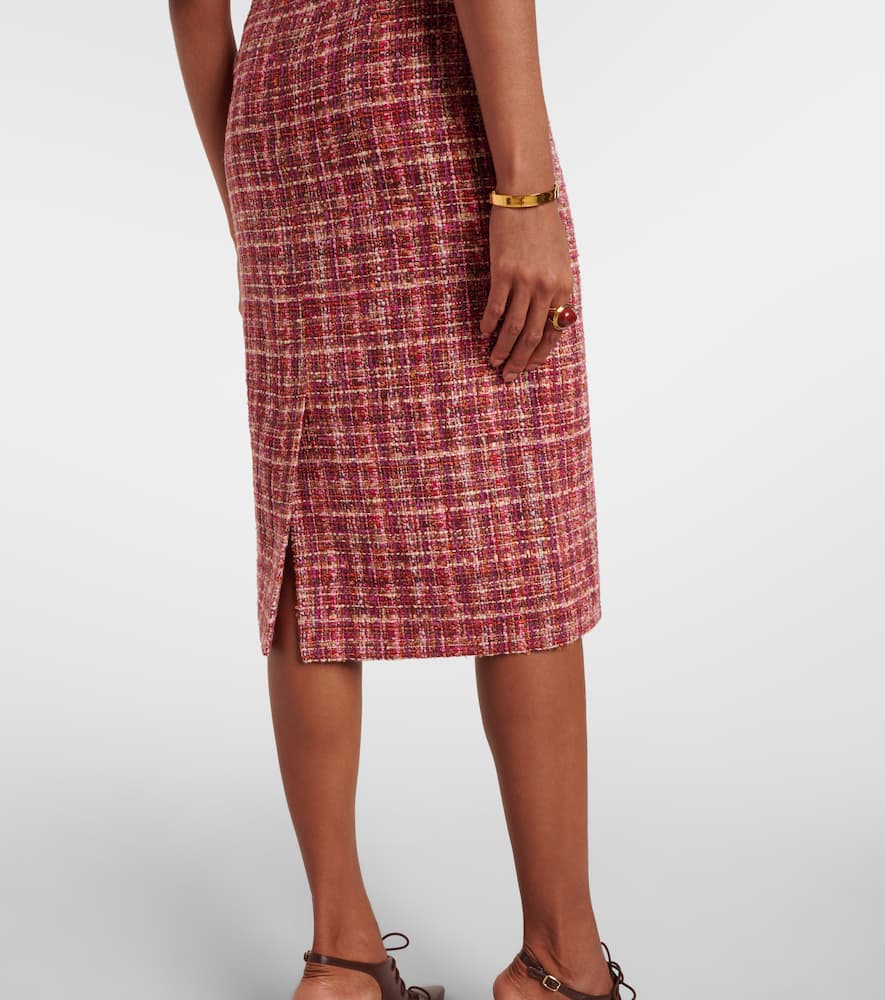 Paisley cotton and wool-blend midi dress