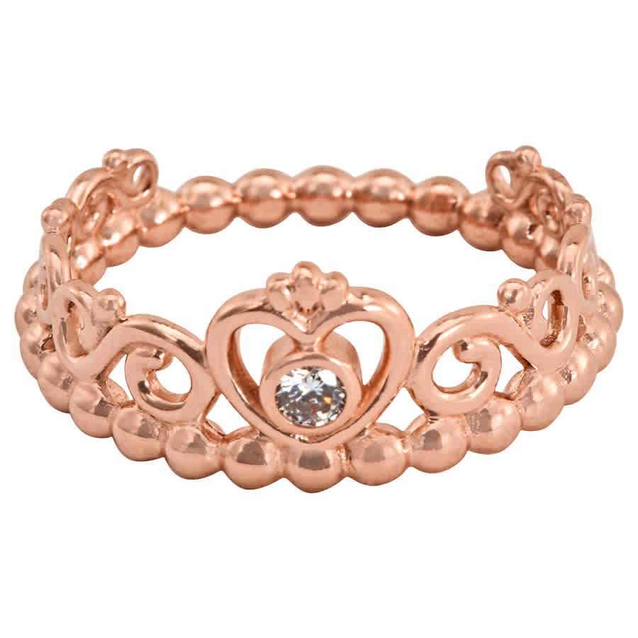 Ladies 14K Rose Gold Princess Tiara Crown Ring
