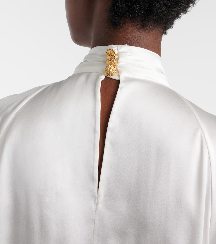 Draped silk satin blouse