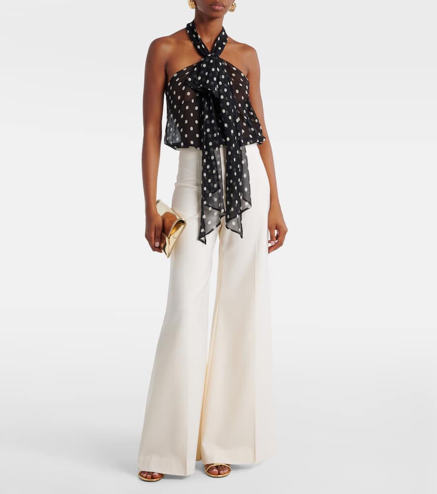 Polka-dot sheer silk tank top