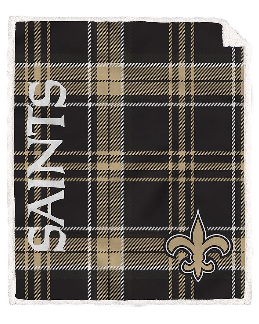 New Orleans Saints Nfl Team Classic Plaid Sherpa Throw