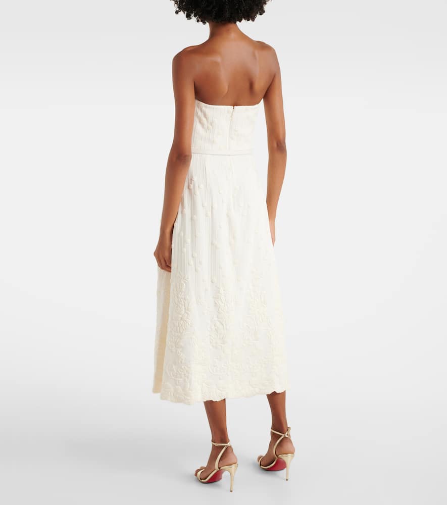 Embroidered cady midi dress