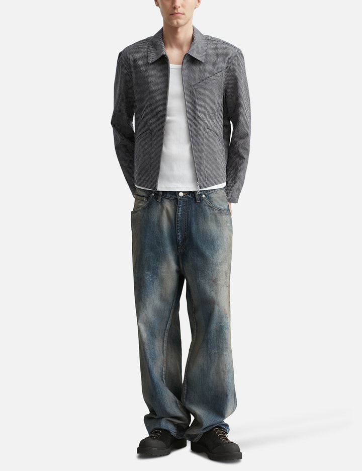 Micro Check Shirt Zip-Up