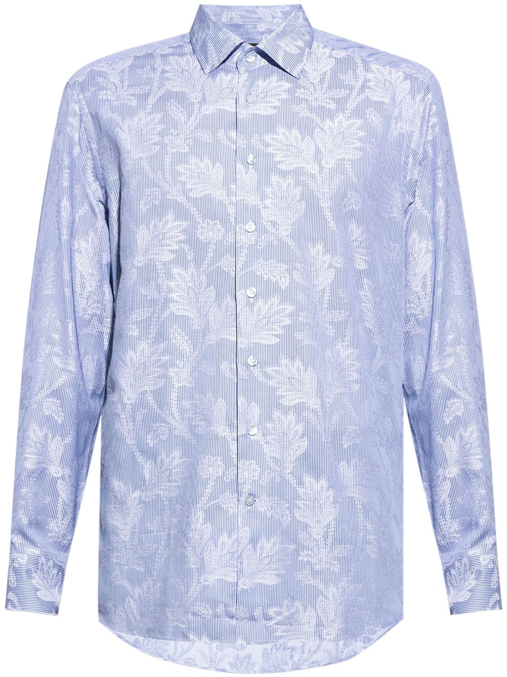 Floral-print cotton shirt - Blue