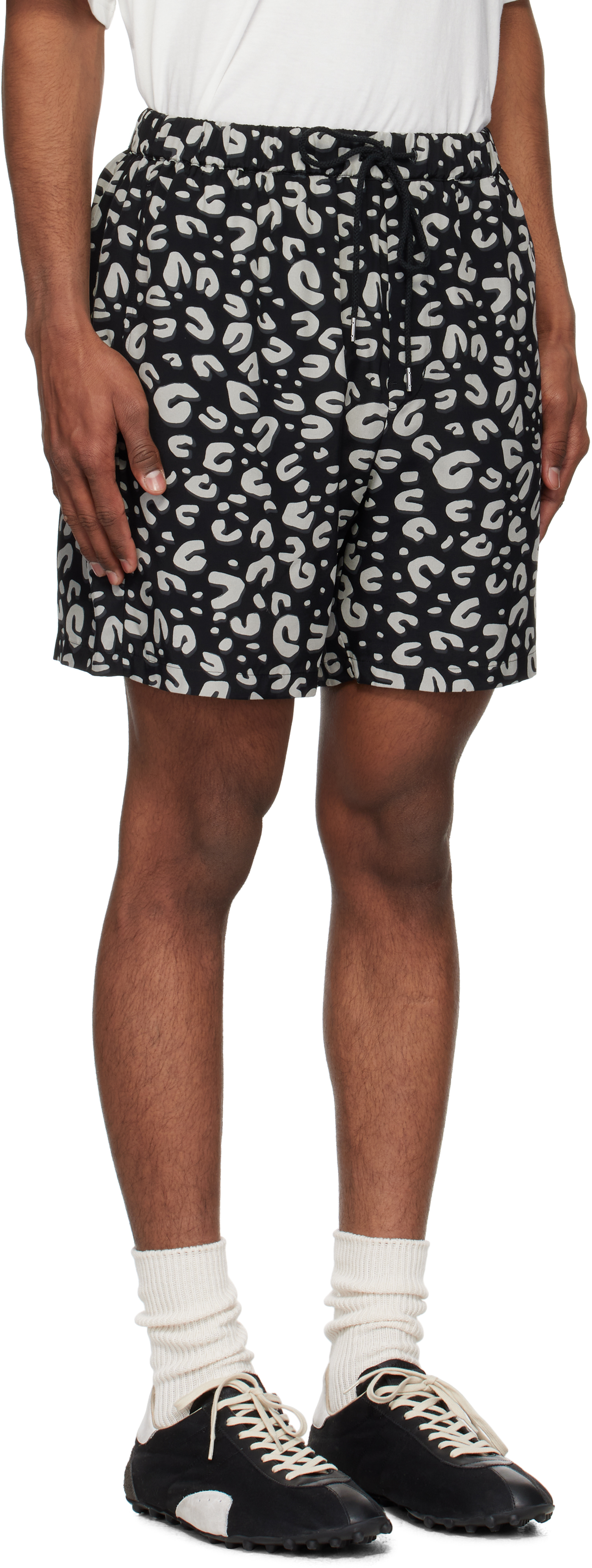 TAKAHIROMIYASHITA TheSoloist. Black & Gray Leopard Shorts