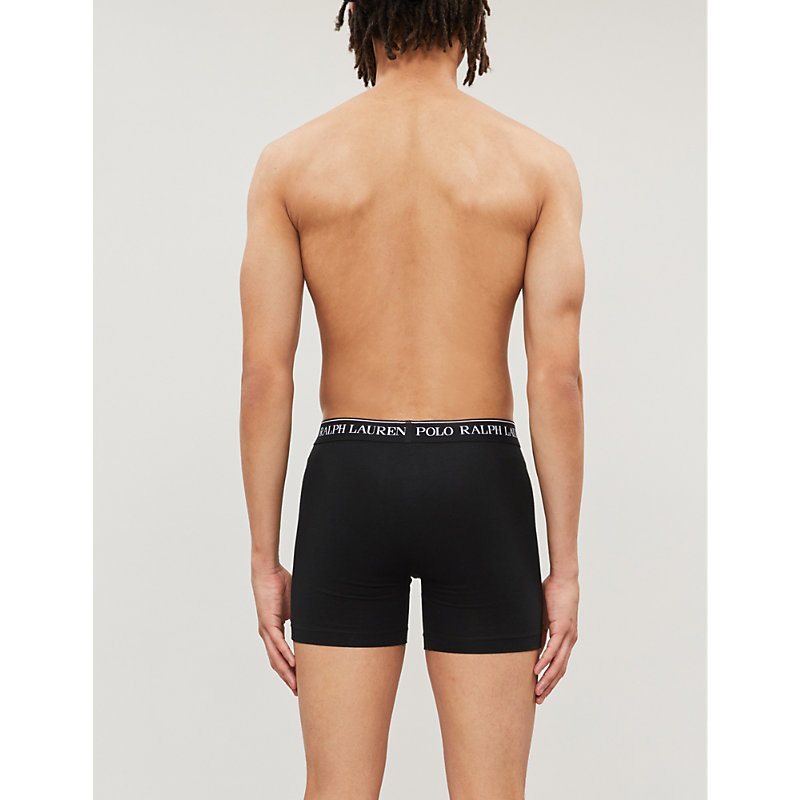 Mens Black Pack of Three Classic-fit Stretch-cotton Boxer Briefs