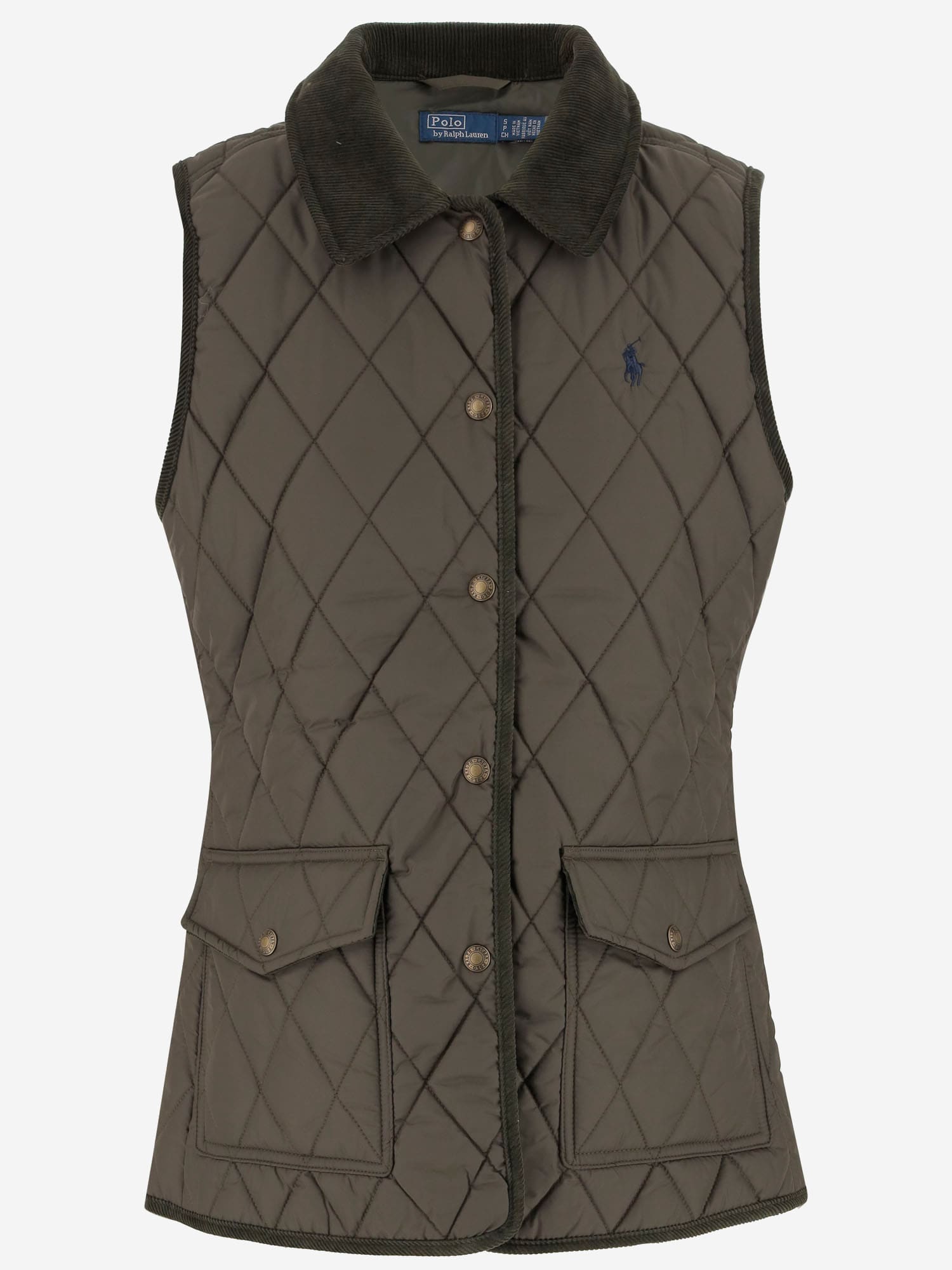 Diamond-quilted sleeveless gilet - Green