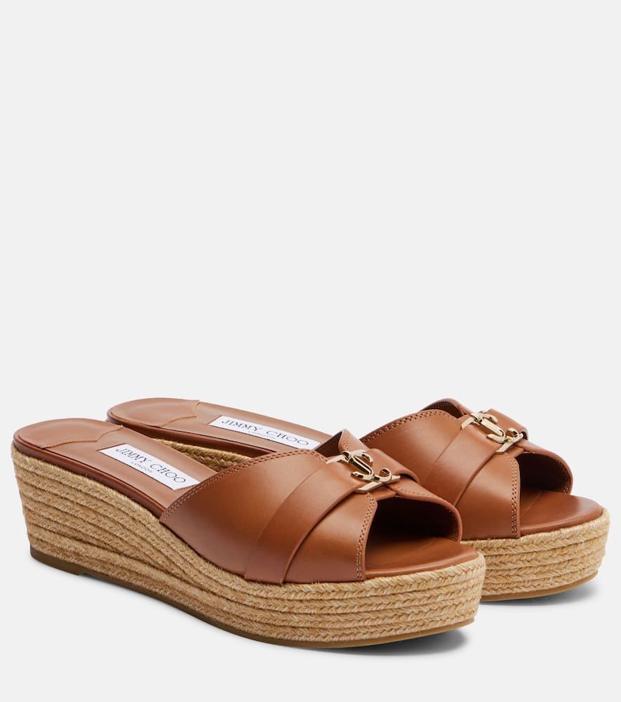 Leda leather espadrille wedges