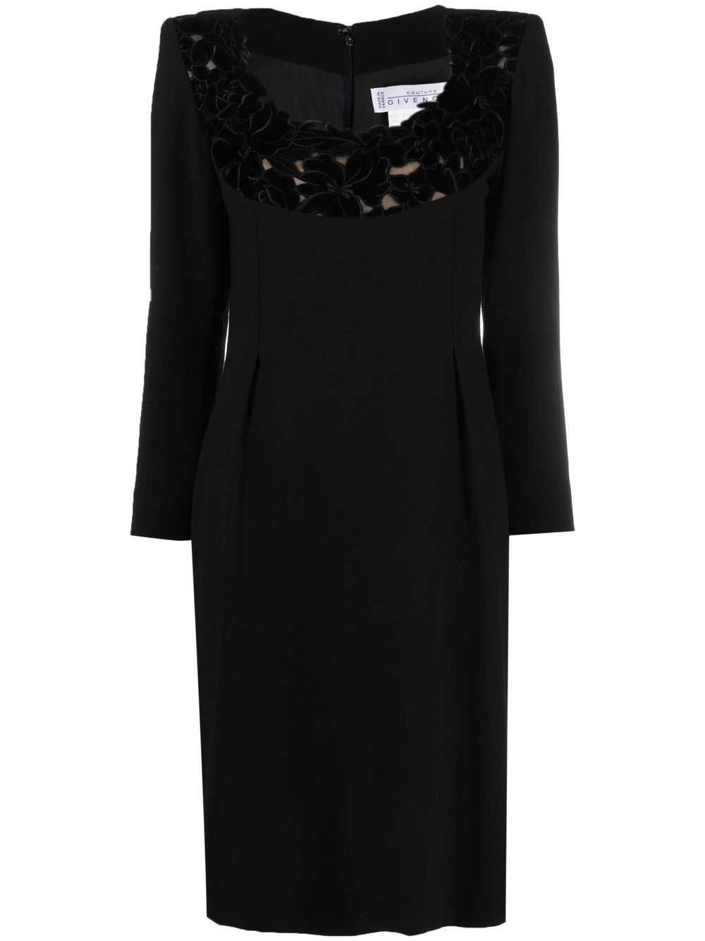 1990s floral-motif long-sleeved dress - Black