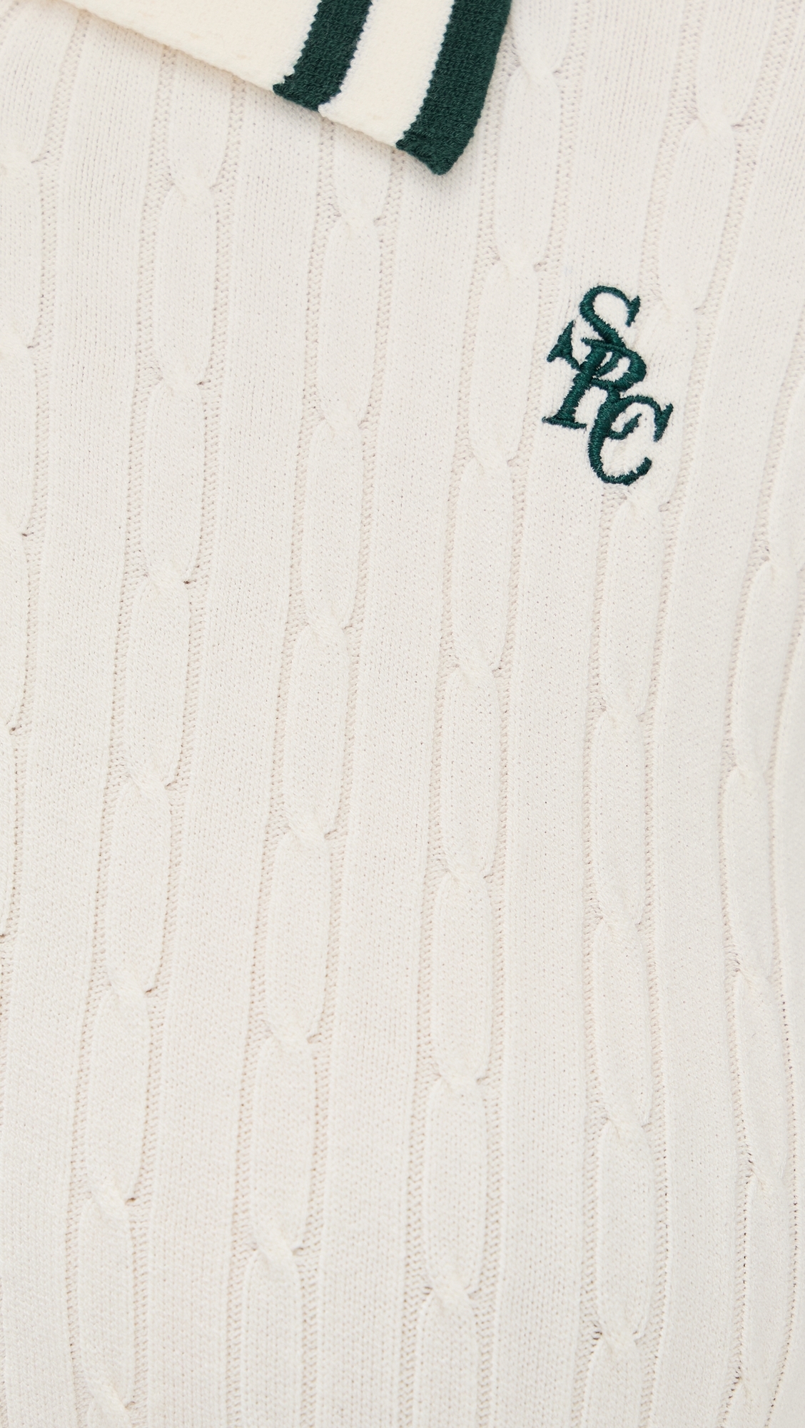 SRC Mini Cable Long Sleeve Polo Ecru/Forest
